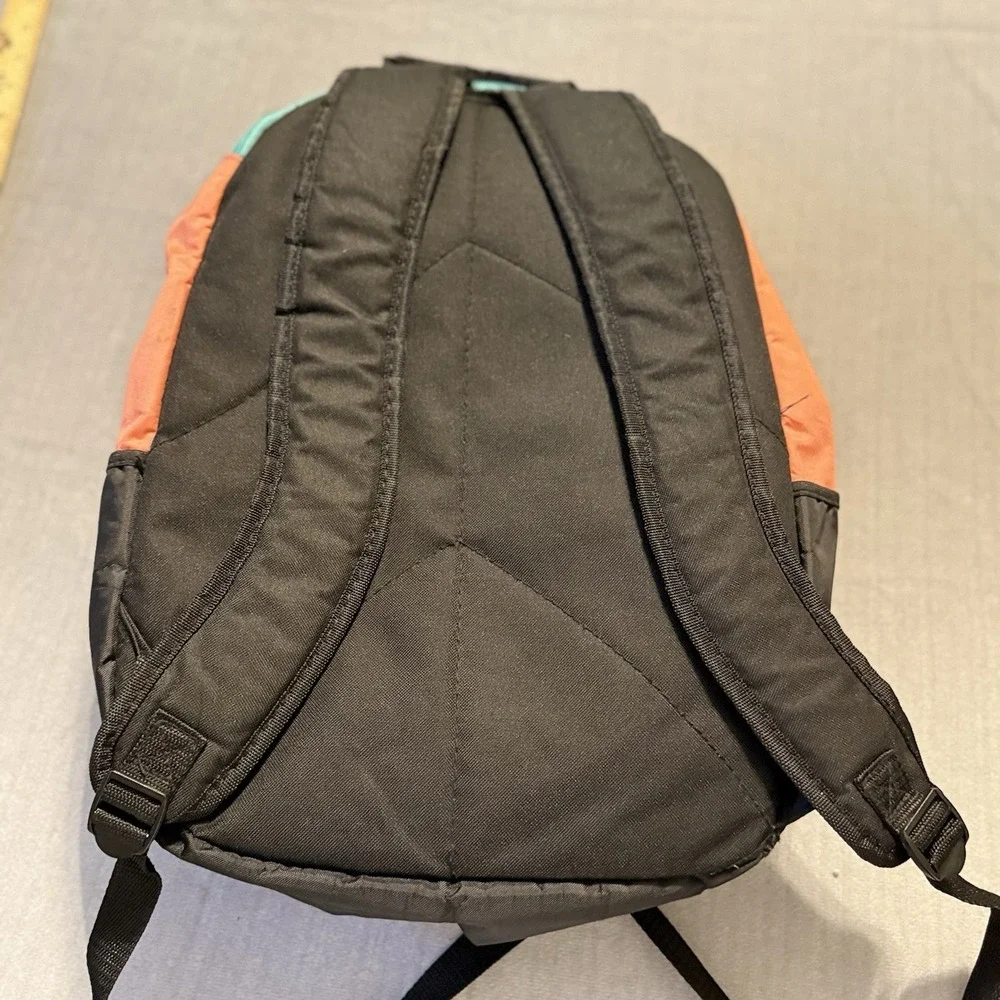 ES Backpack Coral Black Aqua School Travel Laptop Book Bag Multi Pocket‎